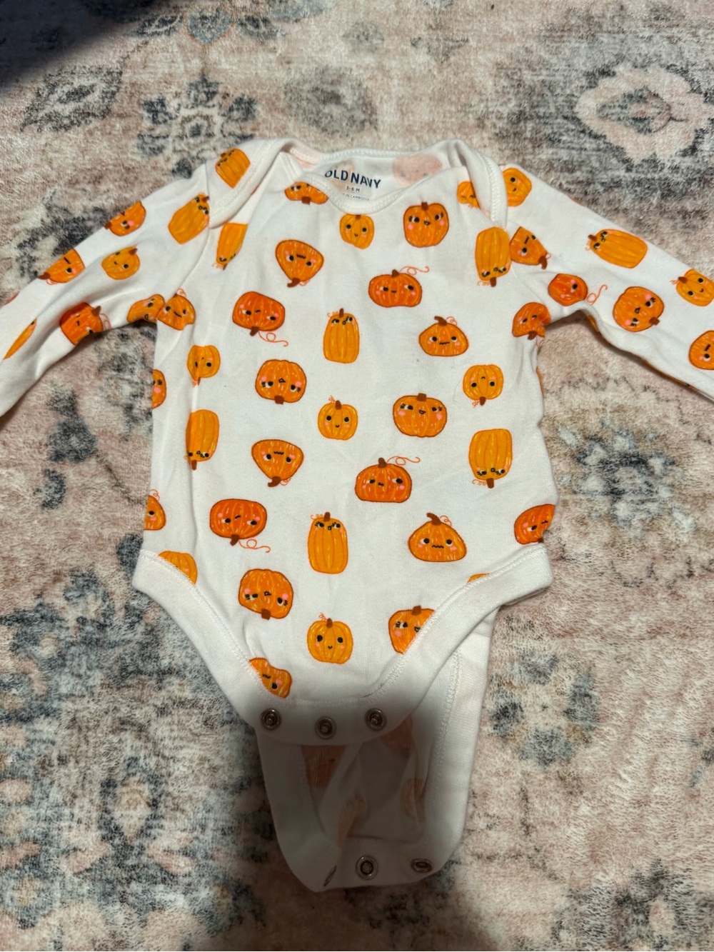 Old Navy White Long-Sleeve Pumpkin Print One-Piece